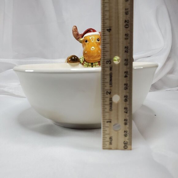 Harry & David Moose Ceramic Holiday Bowl Decorative Serving Dish 7" Diameter - Picture 6 of 12